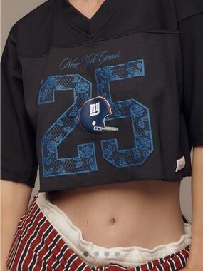 New York Giants Cropped Football Tee Black Mitchell and Ness Anthropologie